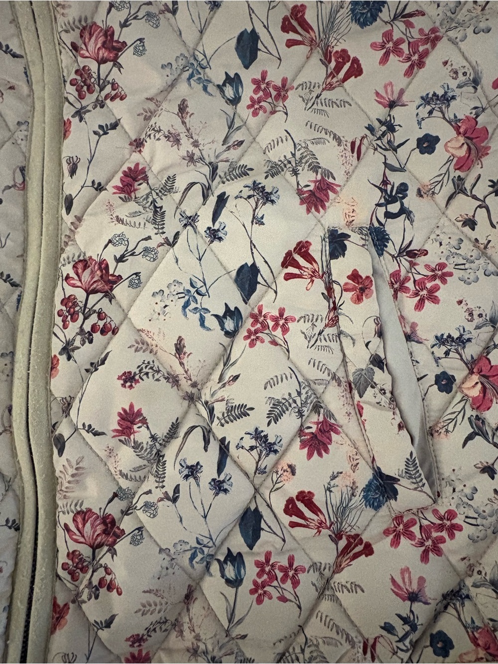 Coldwater Creek Cream Quilted Floral Vest with Pink & Blue Accents - Picture 4 of 5